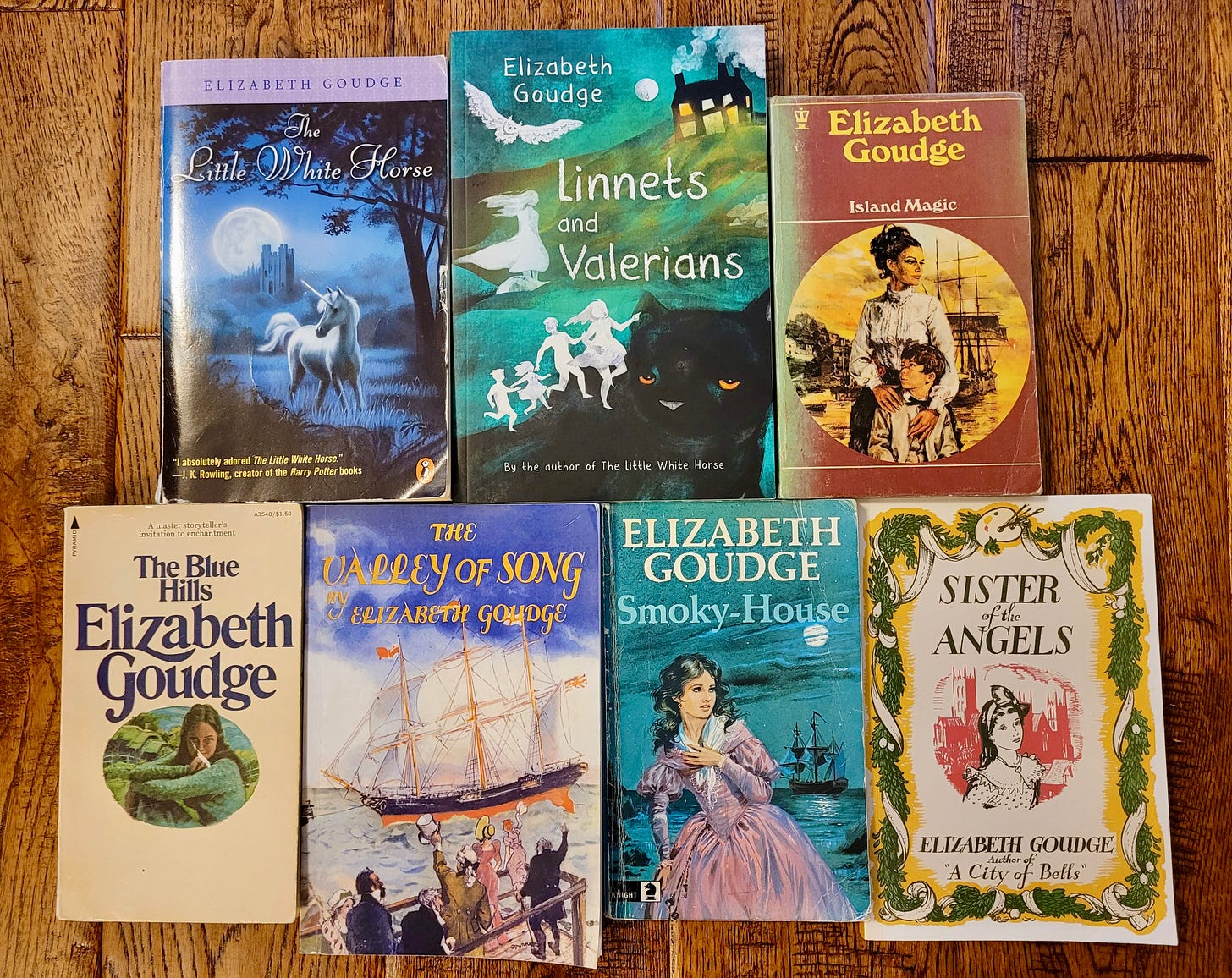 Paperback covers of Goudge’s children’s books and Island Magic. Photo by Stephanie Nygaard
