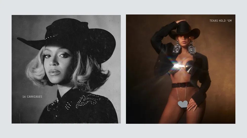 Pictures of the cover art for Beyoncé's new singles. 