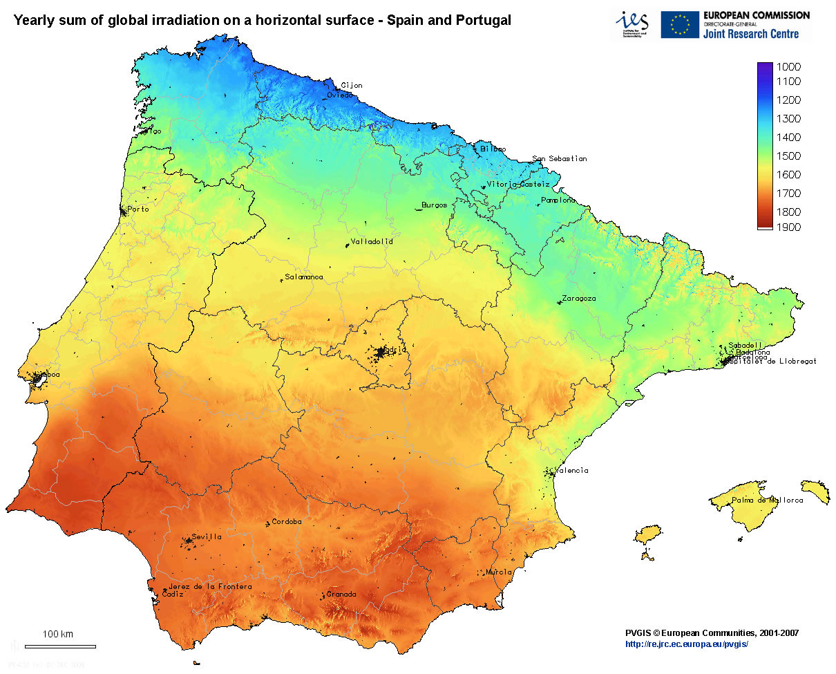 ▷ Mapa de la radiación solar en Europa | Paneles solares