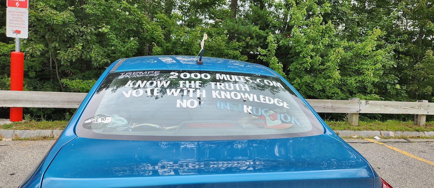 Car with political signage
