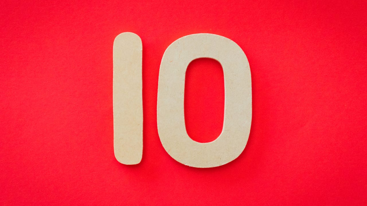 The number "10" in white text on a red background.