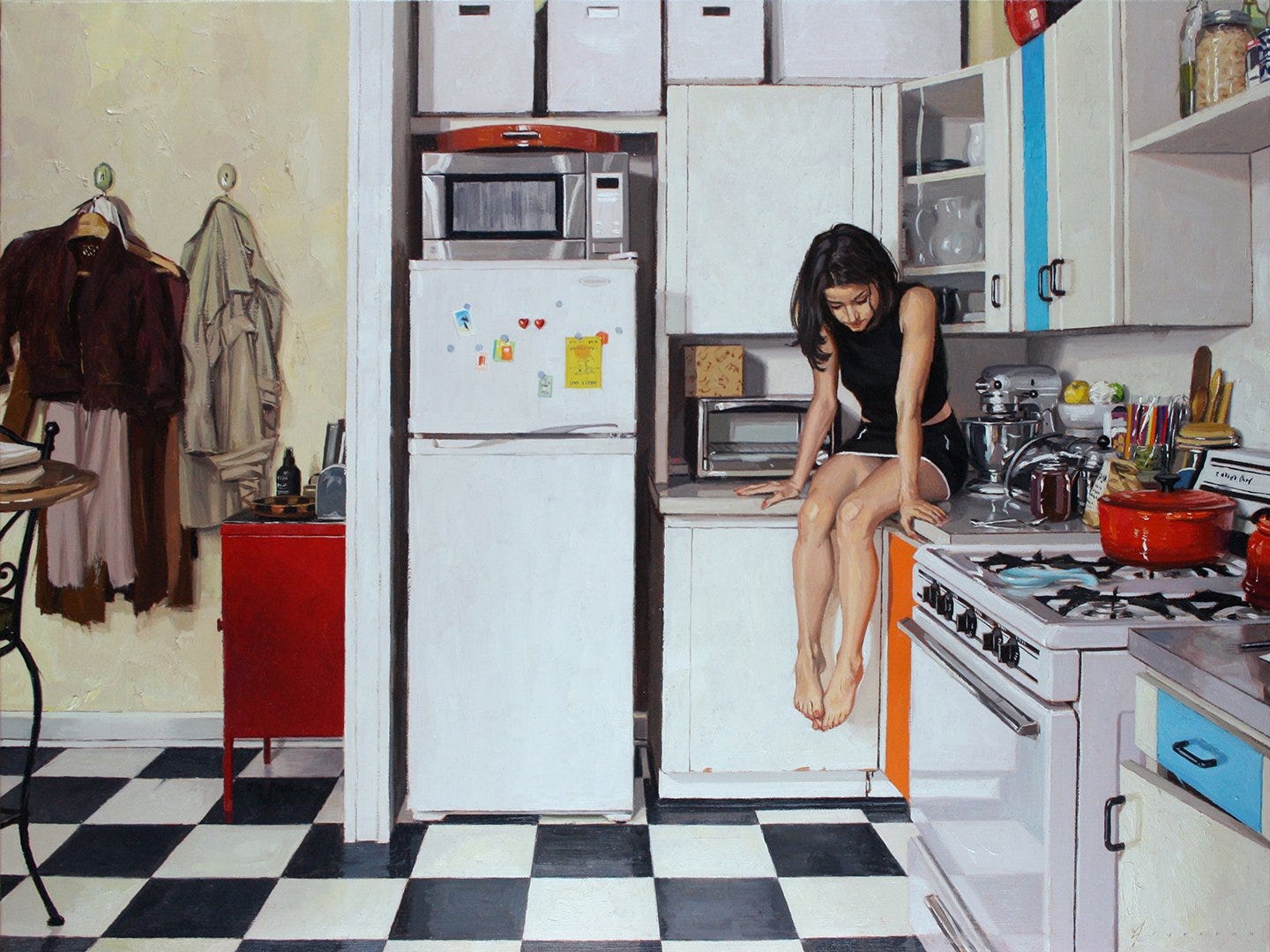 Bora in Her Kitchen, oil on canvas, 18 x 24