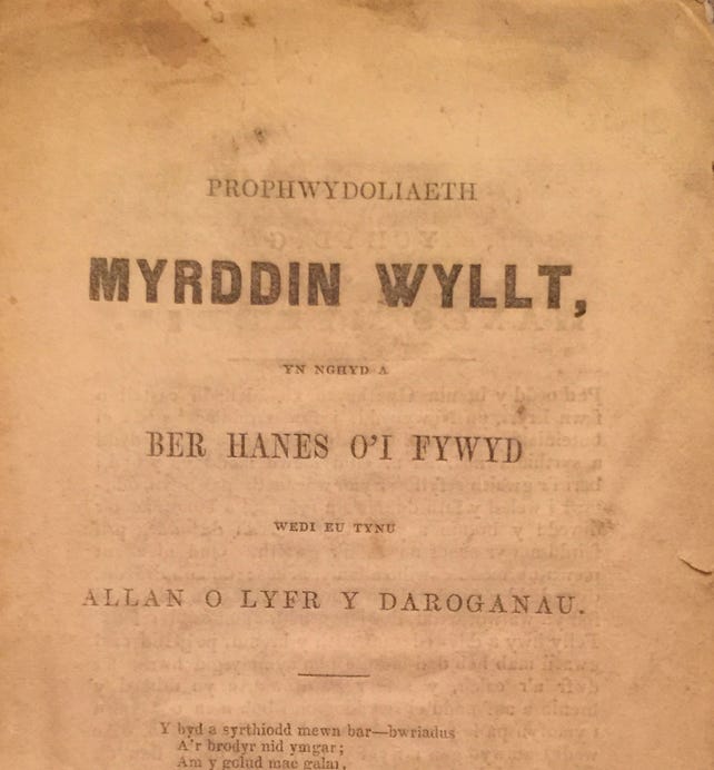 1849 Welsh ballad about Myrddin Wyllt