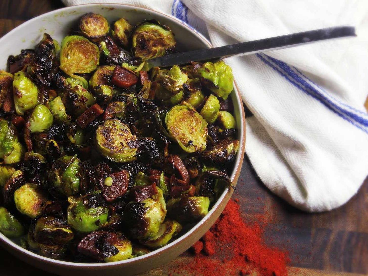 Roasted Brussels Sprouts With Chorizo and Sherry Vinegar Recipe