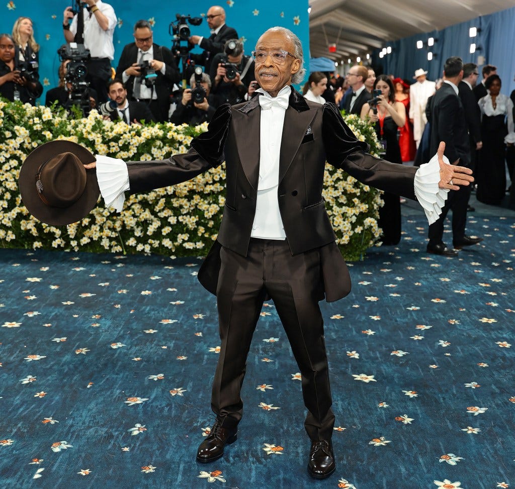 NEW YORK, NEW YORK - MAY 05: Al Sharpton attends the 2025 Met Gala Celebrating "Superfine: Tailoring Black Style" at Metropolitan Museum of Art on May 05, 2025 in New York City. (Photo by Dimitrios Kambouris/Getty Images for The Met Museum/Vogue)