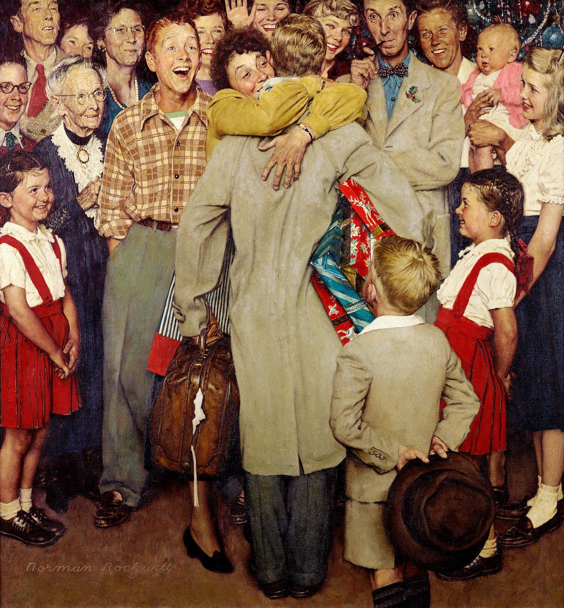 Christmas Homecoming, 1948 by Norman Rockwell - Paper Print - Norman  Rockwell Museum Custom Prints - Custom Prints and Framing From the Norman  Rockwell Museum