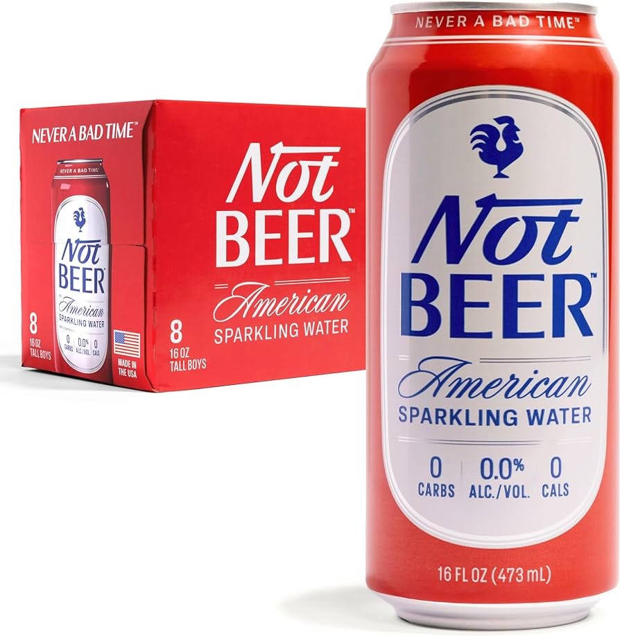 Not Beer American Sparkling Water, 16oz Tallboy Cans (Pack of 8, Original)