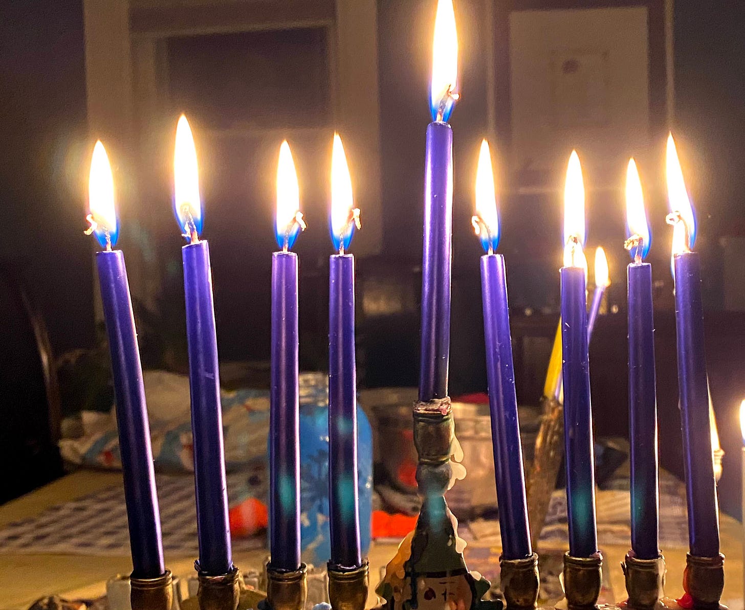 purple hanukkah candles