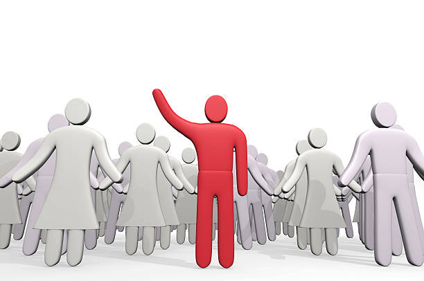 3D illustration | One person standing out among the crowd | Unique Selling Point