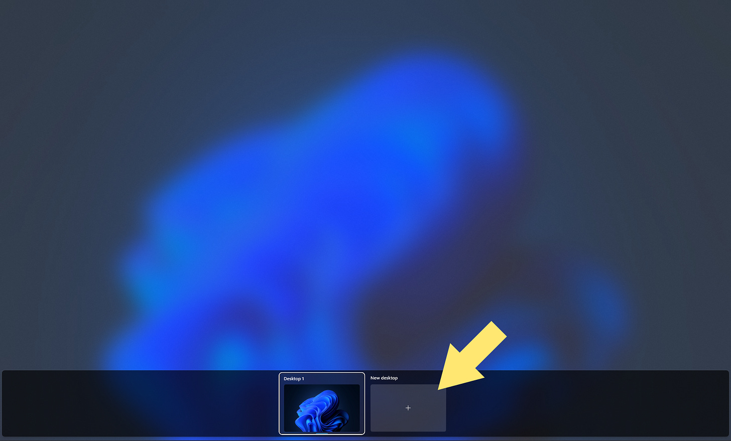 The Task View in Windows 11 with ‘New desktop’ highlighted