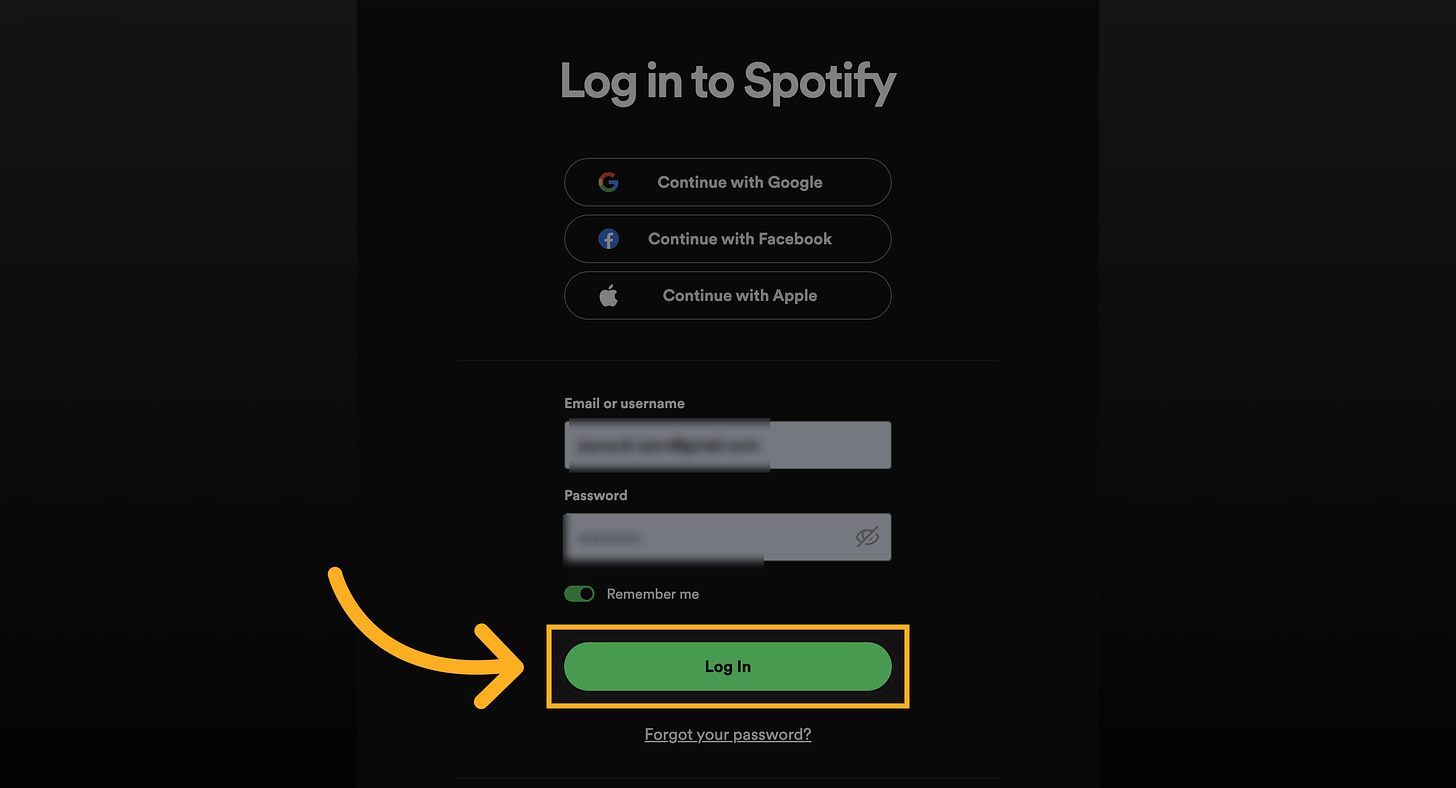 Enter your Spotify login details and click Log in