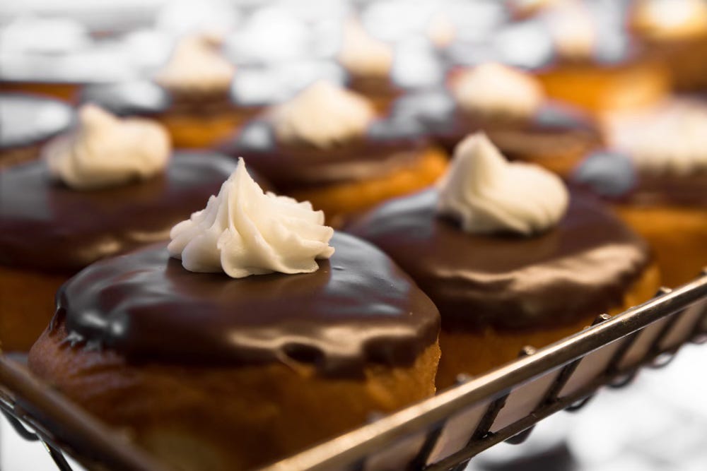 Cream filled doughnuts tray