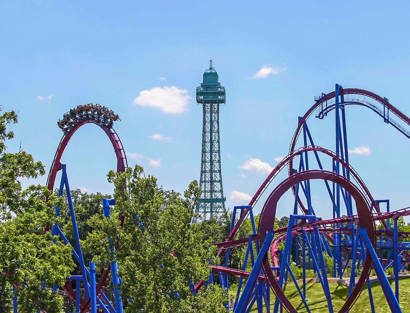 KIngs Island coaster and Eiffel Tower