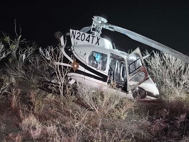 A Texas DPS helicopter crashed in Kinney County while tracking migrants. (Law Enforcement Photo)