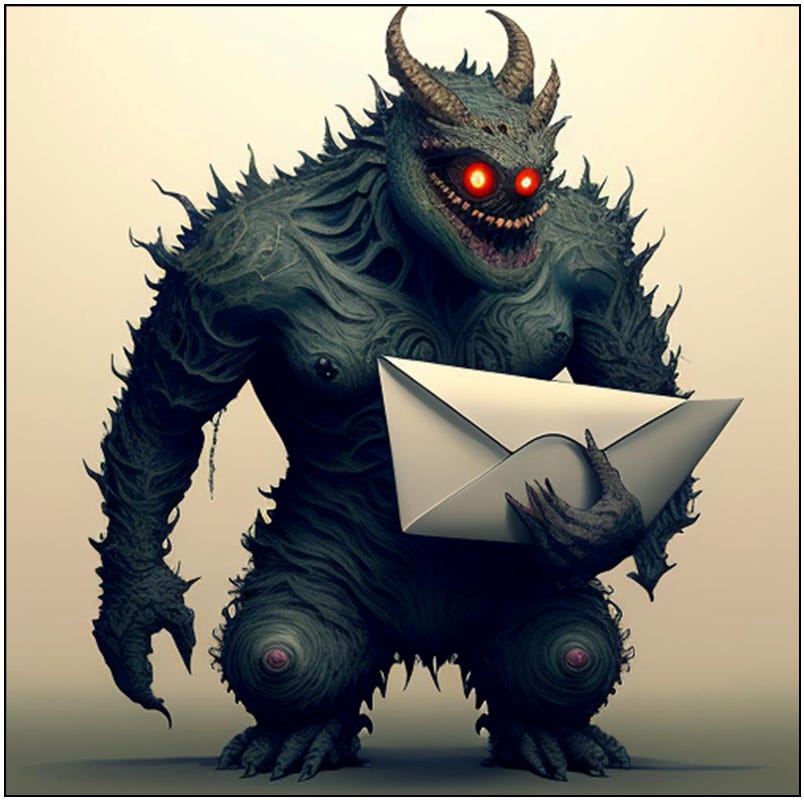 A monster delivering email