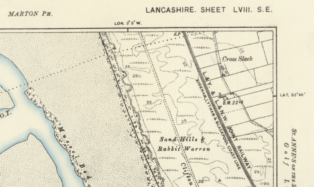 Old map of Cross Slack