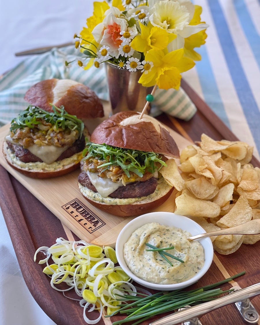 Spring Burger with Swiss and Leeks Spring Burger with Swiss and Leeks