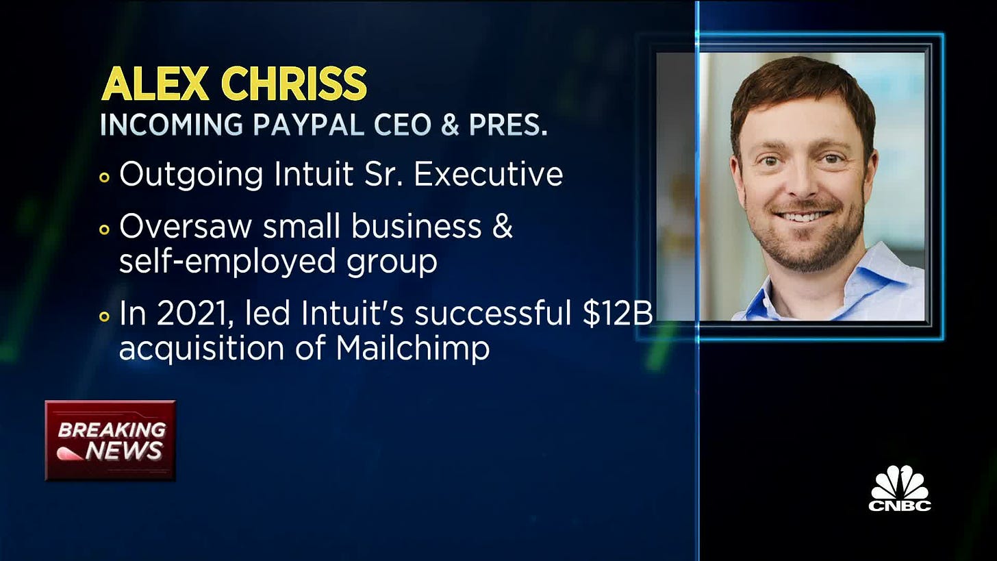 Intuit’s Alex Chriss named new PayPal CEO & President effective September 27