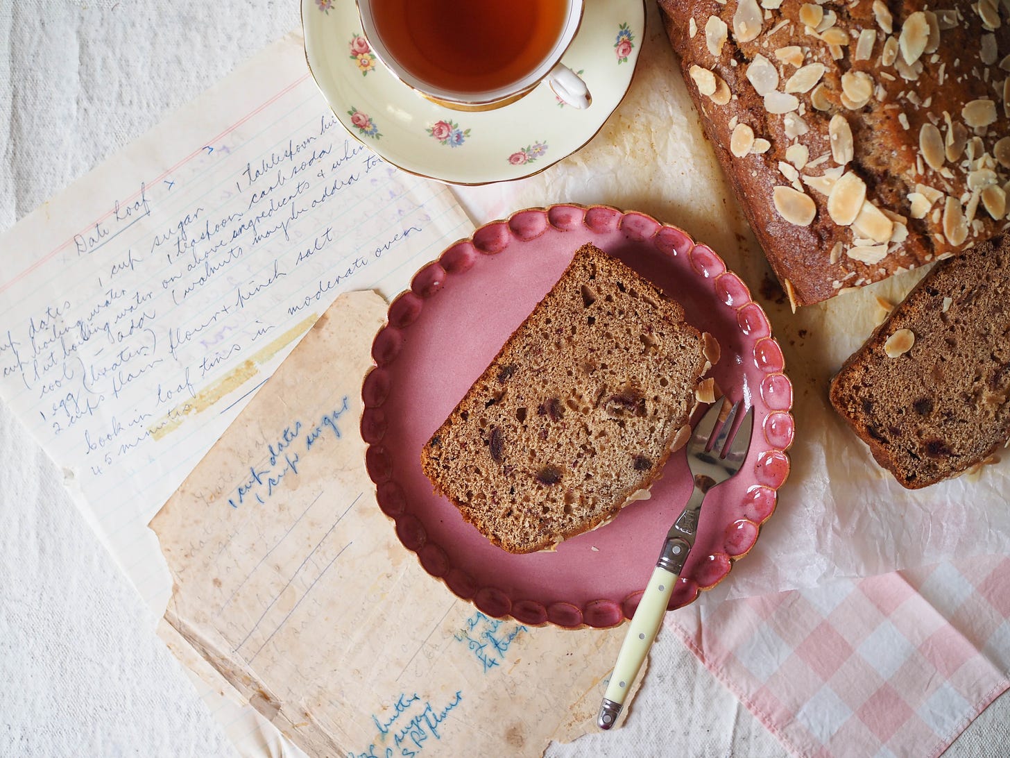 Date Loaf on pink plate