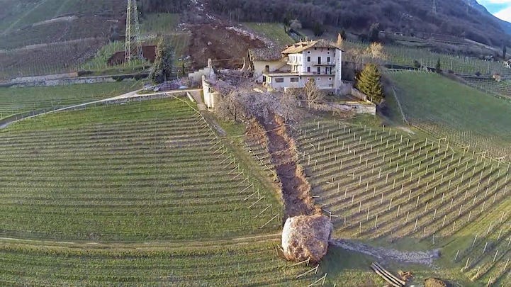 Giant Boulder Rolls Downhill and Crashes Through Barn. Incredibly, Another  One Stops Inches Short of Home