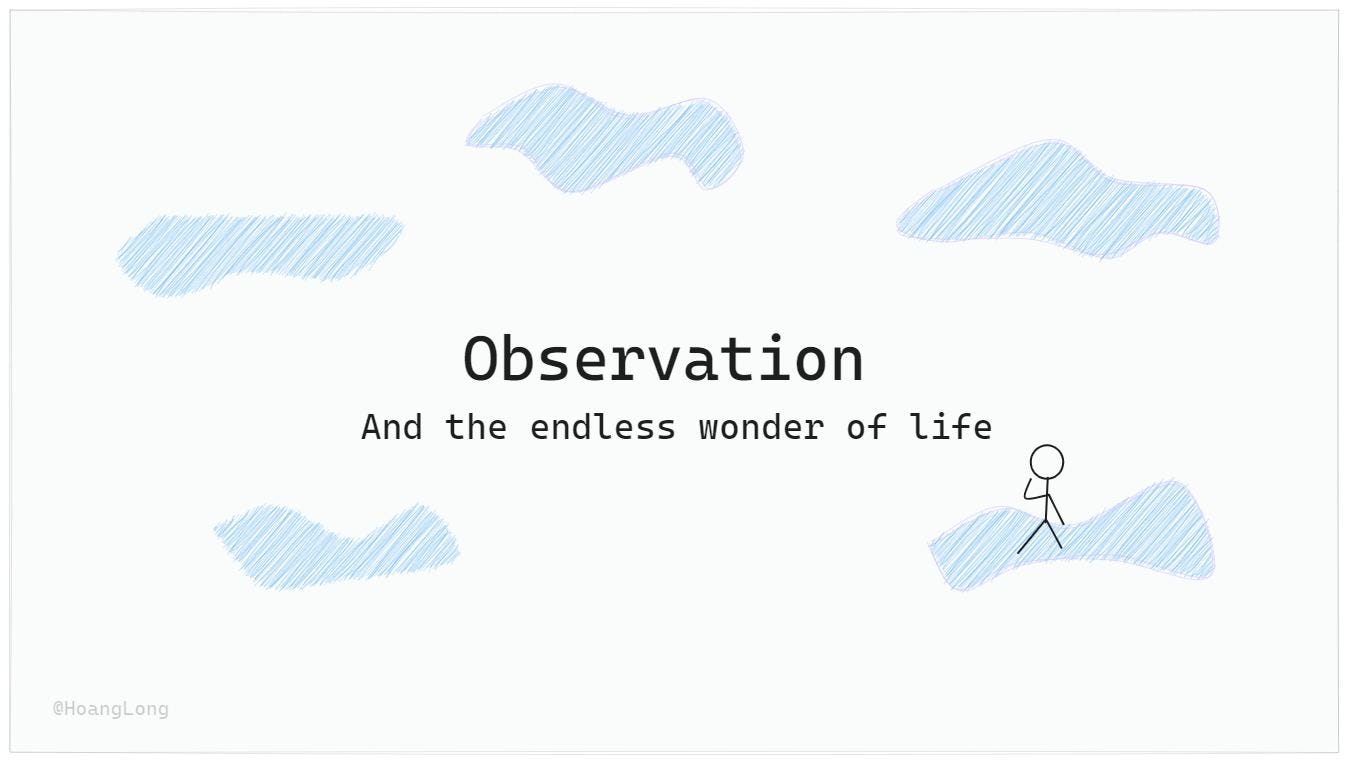 Có thể là đồ họa về bản đồ, đám mây và văn bản cho biết 'Observation And the endless wonder of life @HoangLong'