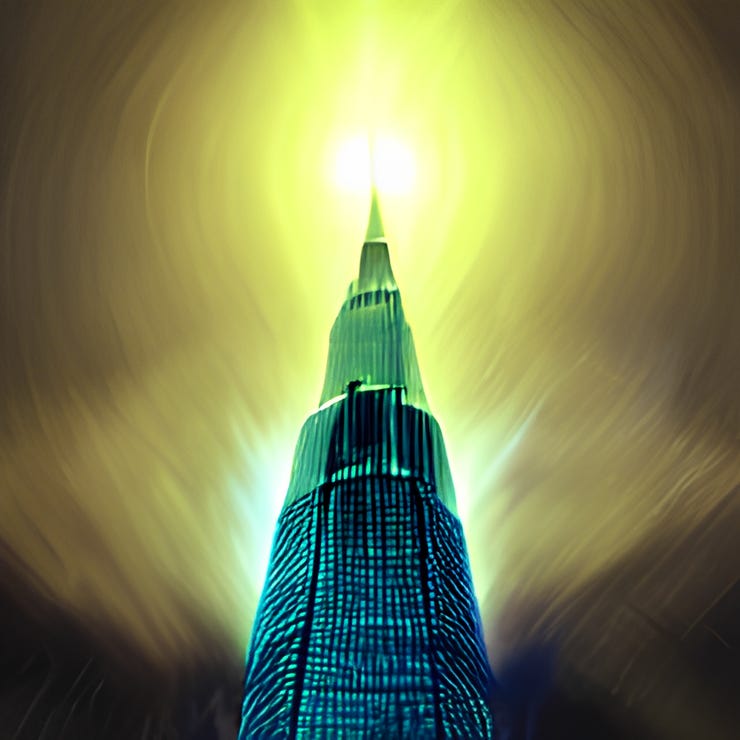 Bioluminescent skyscraper by Denys Lasdun