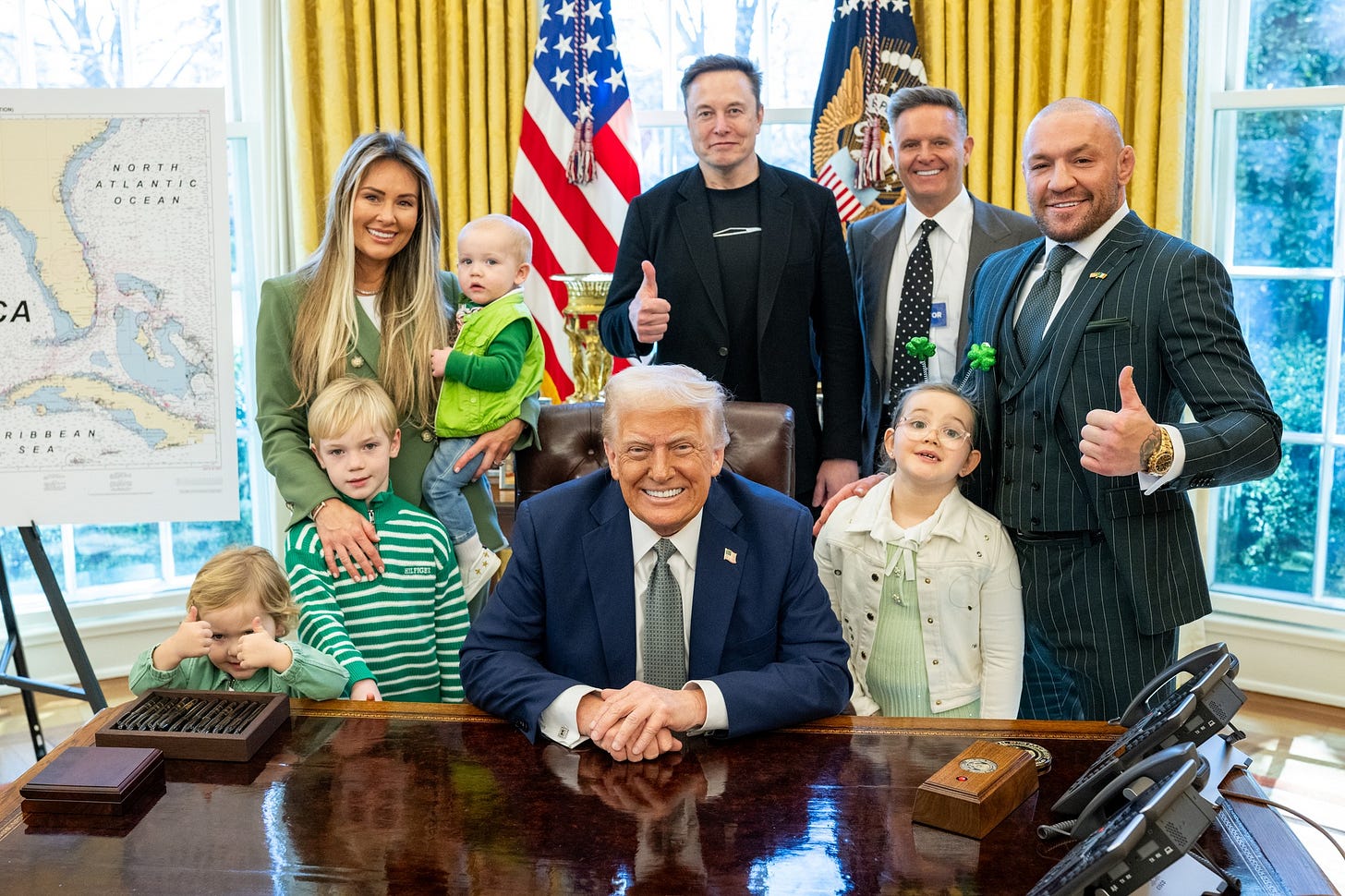 May be an image of 8 people, the Oval Office and text