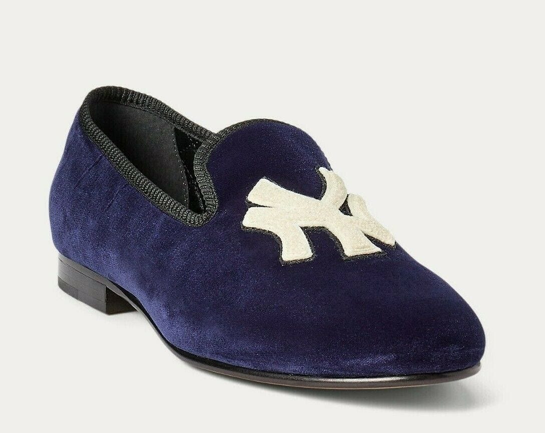 Polo Ralph Lauren NY Yankees Capsule Lt Ed Leather Velvet Slipper Driver  Shoes