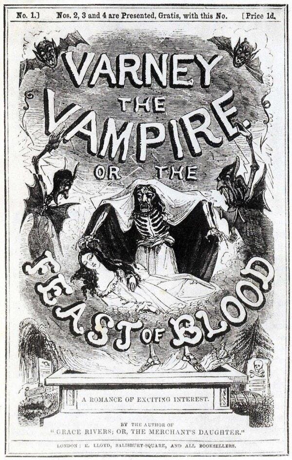  Cover from one of the original serialized editions of "Varney the Vampire." (Public Domain)