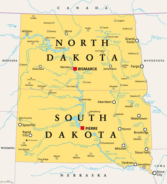 The Dakotas The Us States North Dakota And South Dakota Political Map Stock  Illustration - Download Image Now - iStock