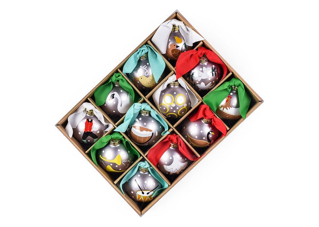 12 Days of Christmas Glass Ornament Set | Coton Colors