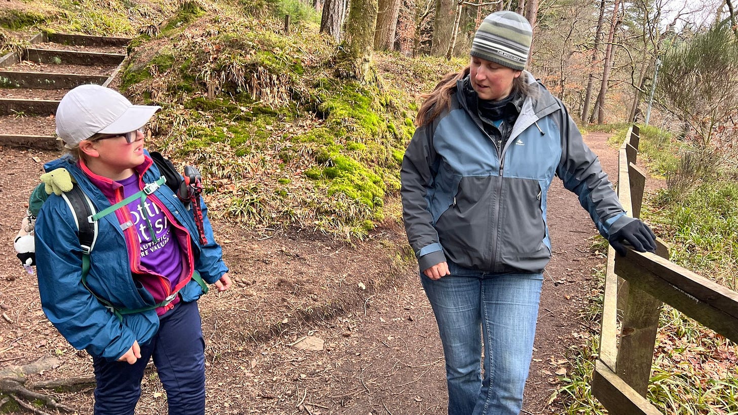 Eve and Sarah walking together and talking... It was so nice ti havr Sarah with is and definatly helped Eve (and me) a lot