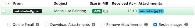 The Unattach status report after downsizing an attachment.