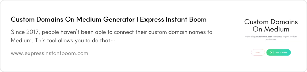 Custom Domains On Medium Generator | Express Instant Boom