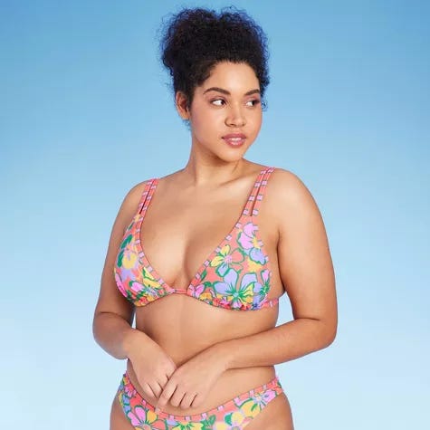 Women's Triangle Bikini Top - Wild Fable™ Multi Floral Print, 4 of 9
