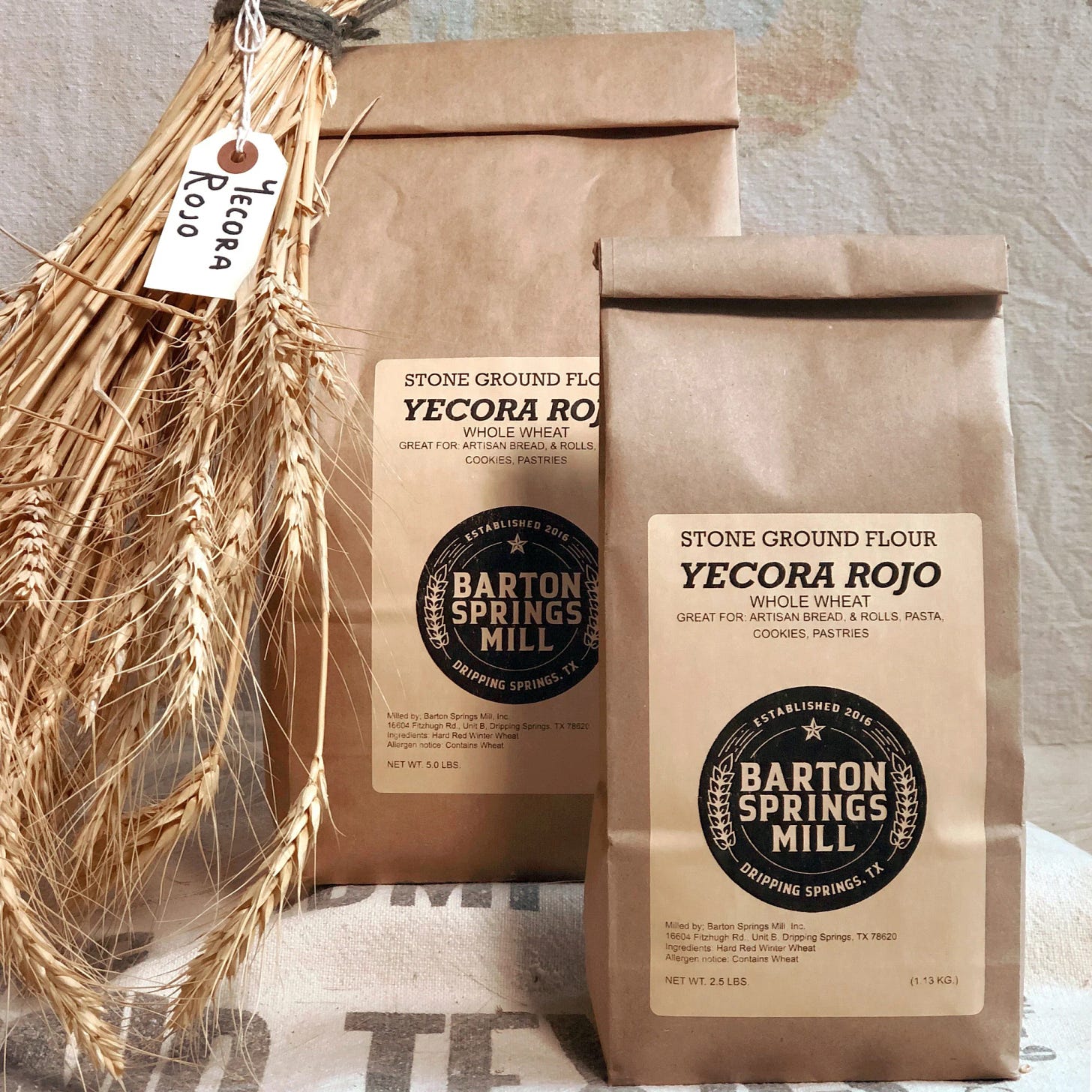 Two bags of Yecora Rojo, a stone ground whole wheat flour
