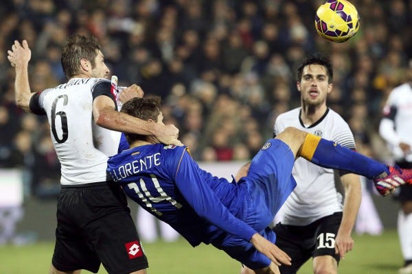 cesena defeats juventus serie a game soccer 2015 images