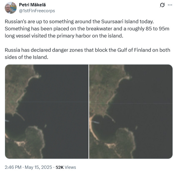 Русские сегодня что-то затевают вокруг острова Суурсаари. Русские сегодня что-то затевают вокруг острова Суурсаари.