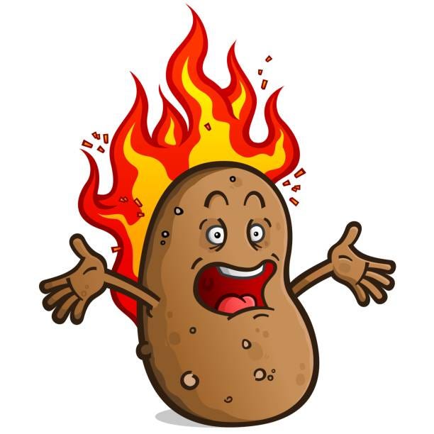 Ilustración de Hot Potato Cartoon Personaje Mascota y más Vectores Libres  de Derechos de Pasar la patata caliente - Pasar la patata caliente,  Ilustración, Viñeta - iStock