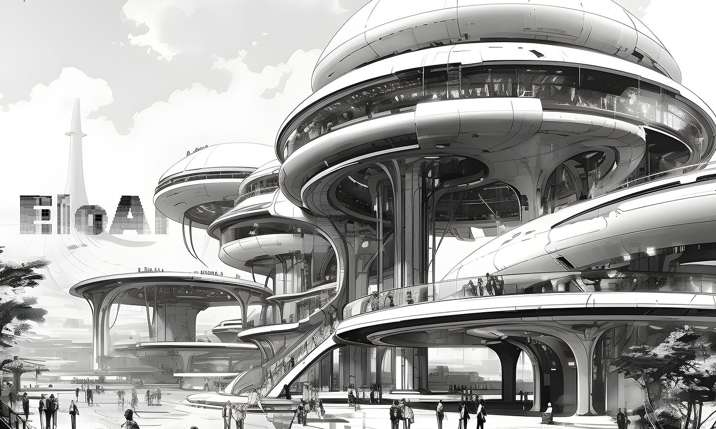 EloAI headquarters, home to the most advanced artificial intelligence on Teris. Concept art for AI Genesis