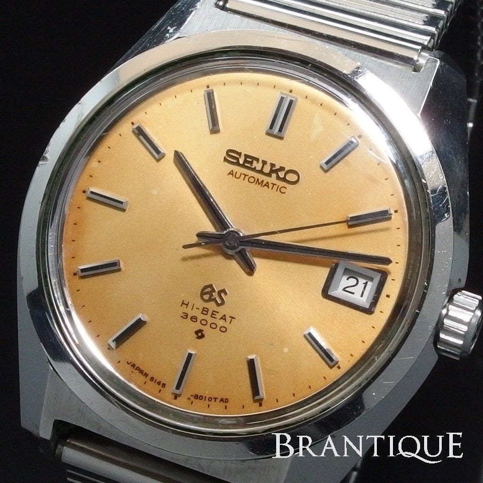 [Rare 61GS Mechanical] SEIKO GS Grand Seiko HI-BEAT 36000 Ref.6145-8000 Automatic Volume SS Date Antique Men's Watch "22095"