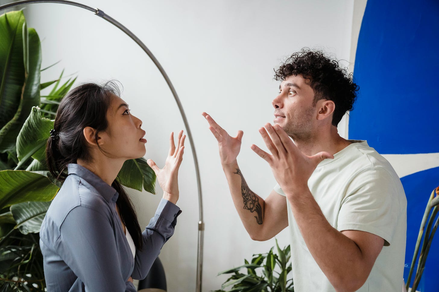 Woman and man arguing