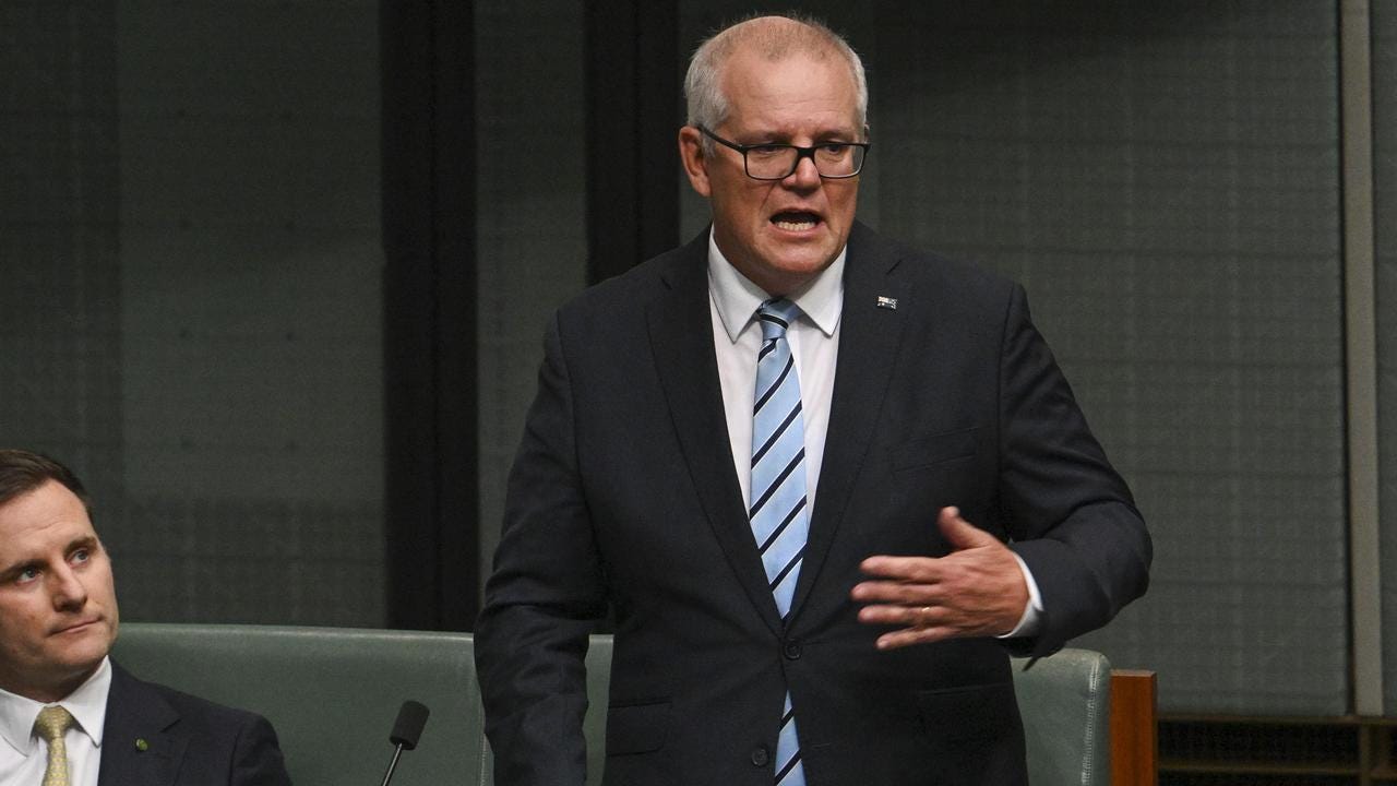 Scott Morrison was dared to include Taylor Swift references in his speech. Picture: NCA NewsWire / Martin Ollman