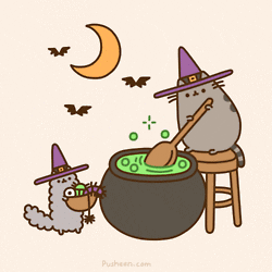 Pusheen cats brewing a potion.