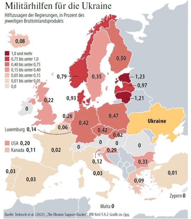 r/MapPorn - Assistance to Ukraine as percentage of country's GDP