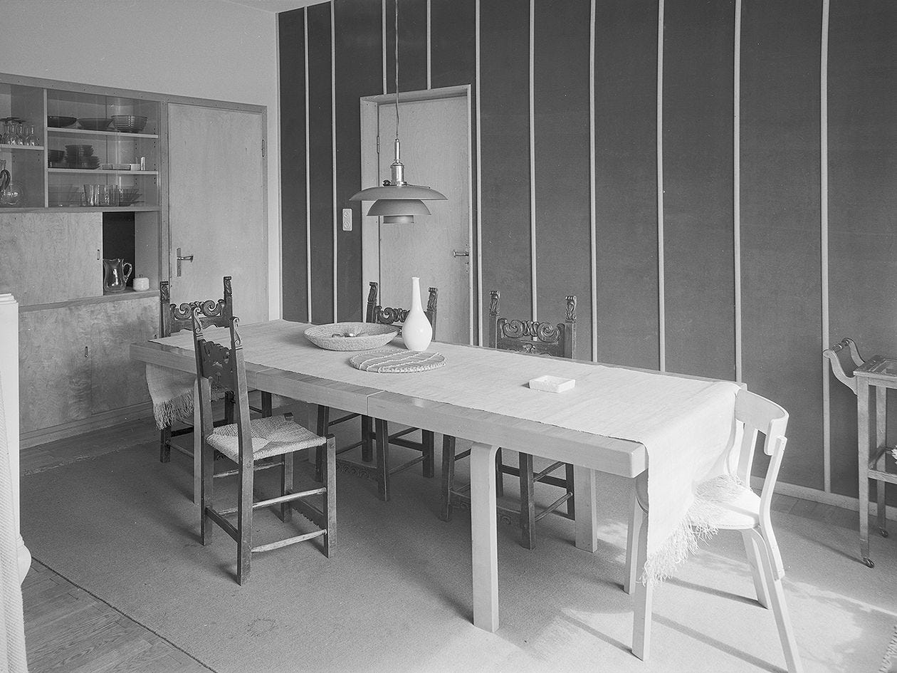 Dining room in the Aalto House in Helsinki