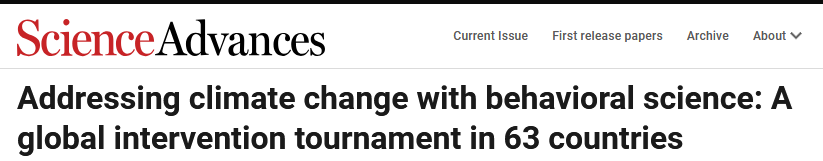 Addressing climate change with behavioral science: A global intervention tournament in 63 countries