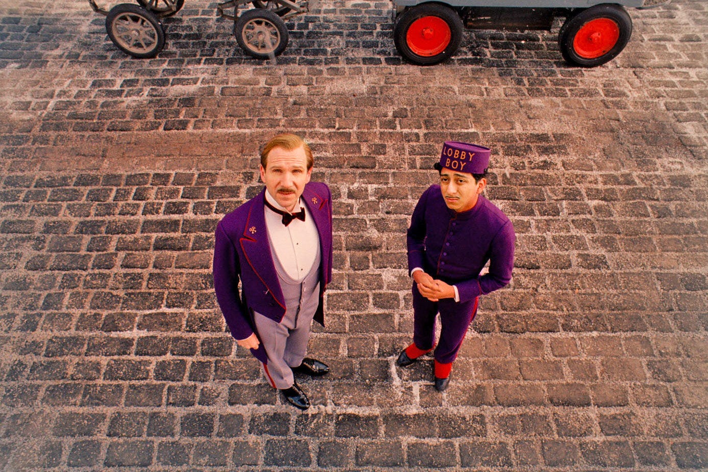 Gustave and Zero in Wes Anderson's The Grand Budapest Hotel.