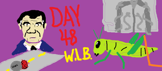 Poorly Drawn MSPaint image depicting items from the article and the text "DAY 48 WLB"