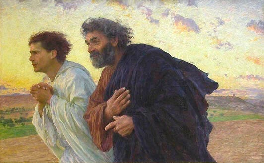 “The Disciples Peter and John Running to the Sepulchre on the Morning of the Resurrection”—Eugène Burnand, Musée d'Orsay, (photographed by Doug Jenkinson, via Wikimedia Commons.